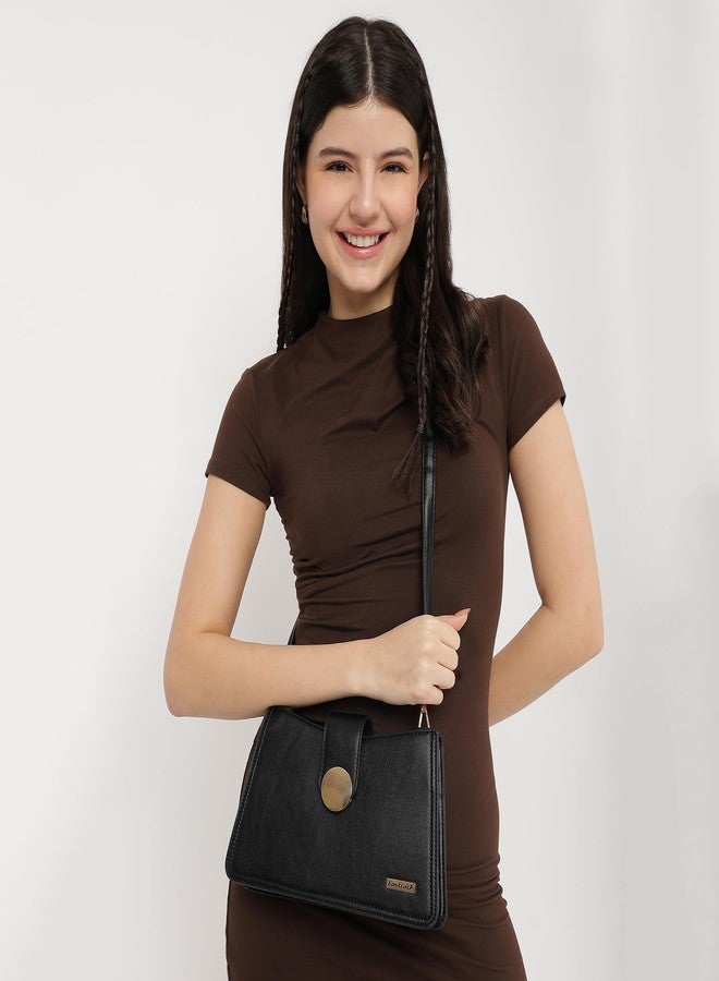 Fastrack Solid Structured Sling Bag for Women, Ladies and Girls | with Detachable Sling Strap & Magnetic Button Closure | Slings for Casual Carry | Ladies Purse Handbag - Image 2